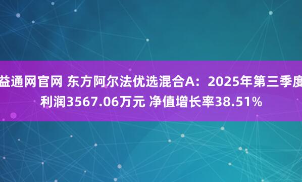 益通网官网 东方阿尔法优选混合A：2025年第三季度利润3567.06万元 净值增长率38.51%