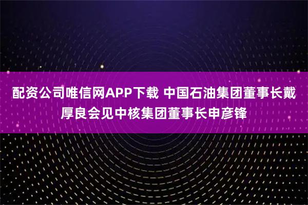 配资公司唯信网APP下载 中国石油集团董事长戴厚良会见中核集团董事长申彦锋