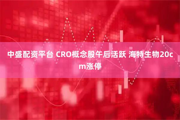 中盛配资平台 CRO概念股午后活跃 海特生物20cm涨停
